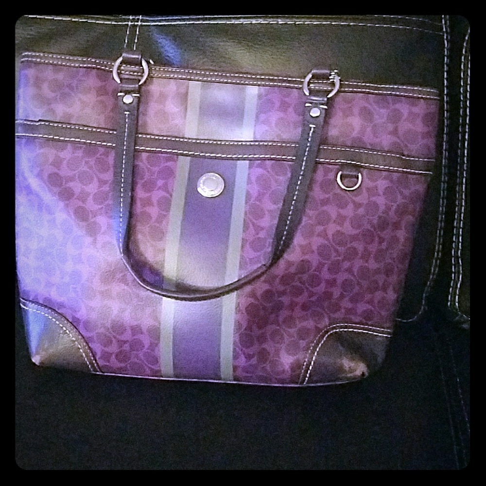 Coach bag - purple and brown